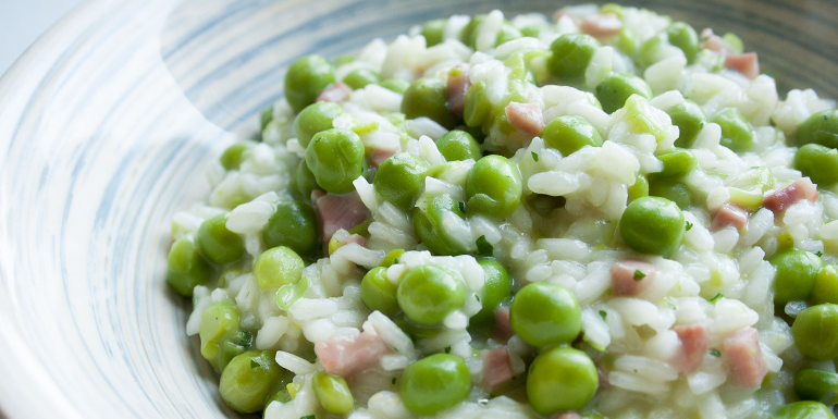 Ricetta Veneta Risi e Bisi con Riso Vialone Nano De Tacchi